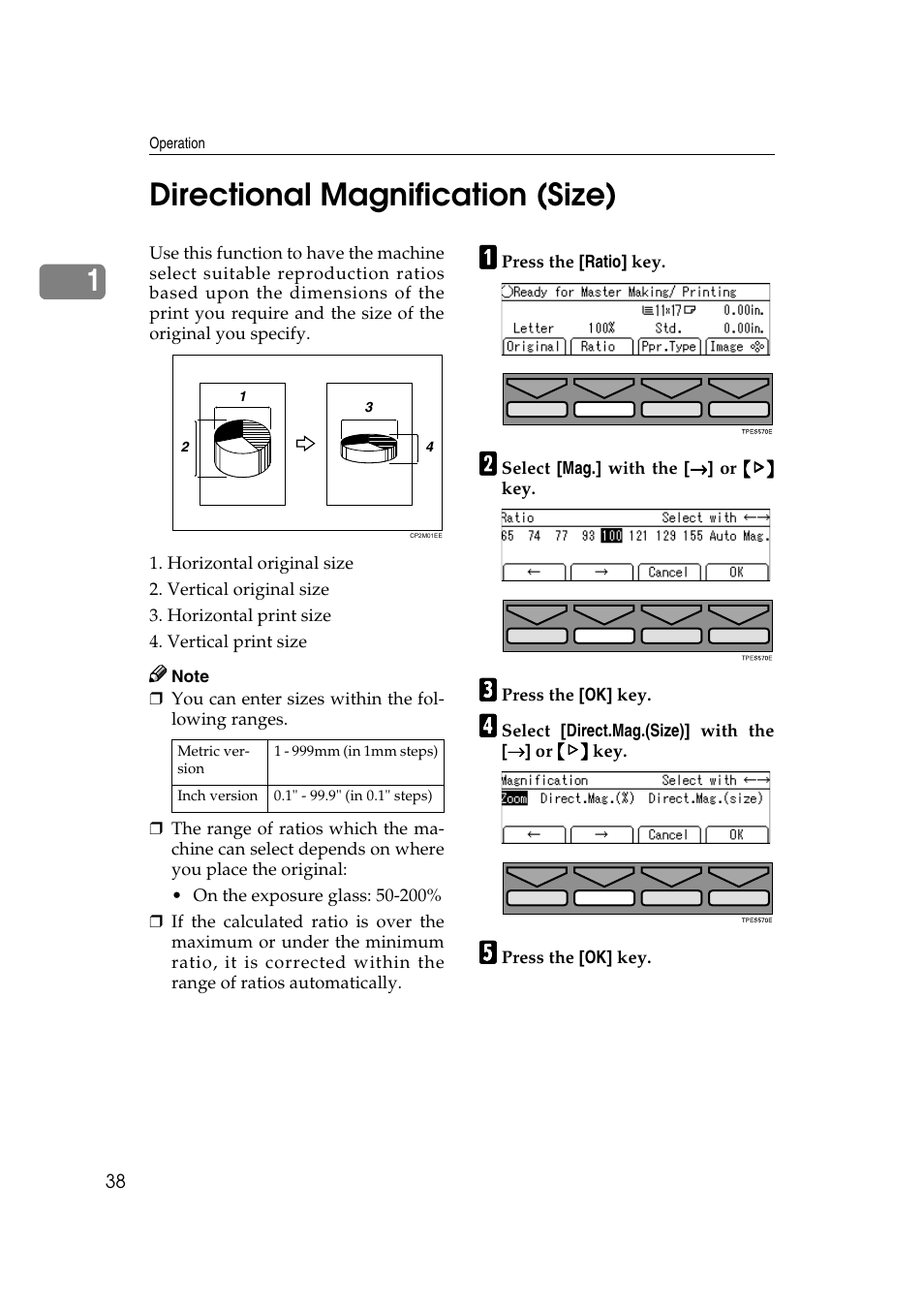 Directional magnification (size), Ee p.134 “printing in two col- ors, Combination chart | 1directional magnification (size) | Ricoh JP8000 User Manual | Page 286 / 464
