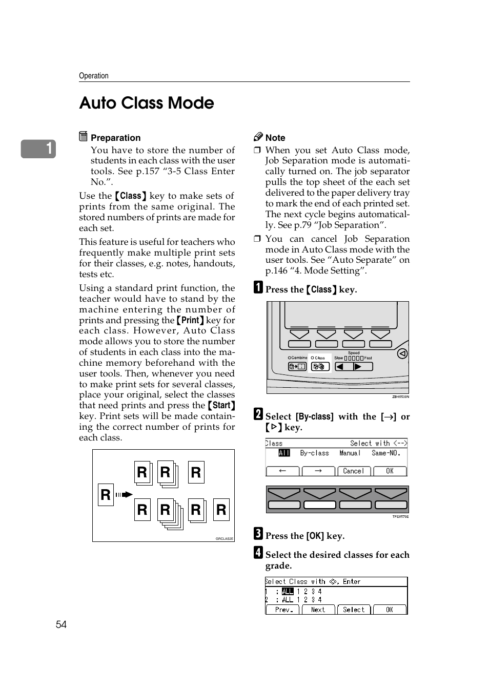 Auto class mode, 6 time setting, The panel display sho | 1auto class mode | Ricoh JP8000 User Manual | Page 302 / 464