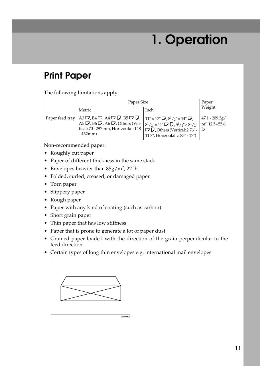 Operation, Print paper | Ricoh JP8000 User Manual | Page 31 / 464
