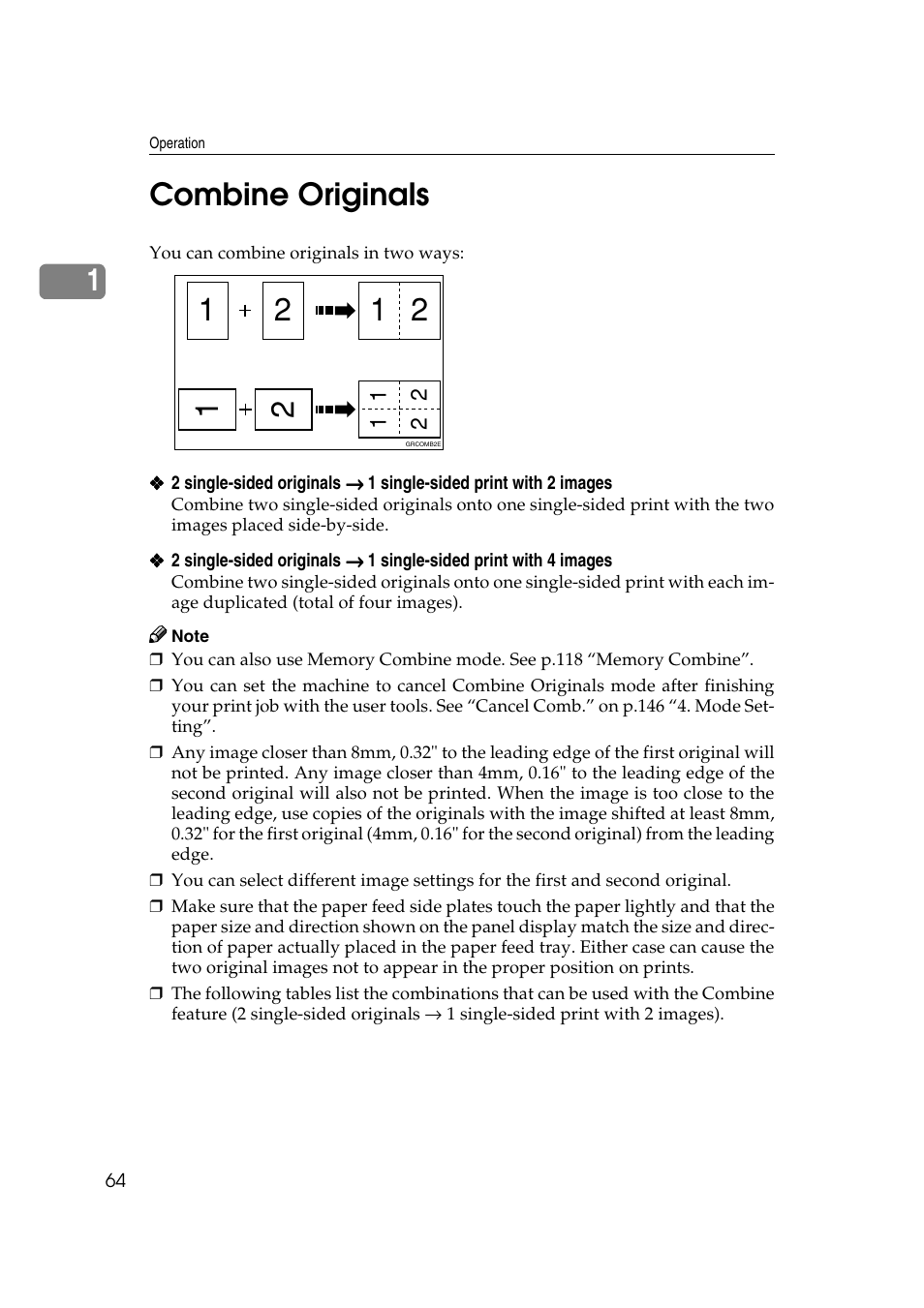 Combine originals, 14 no. of q.start, 1combine originals | Ricoh JP8000 User Manual | Page 312 / 464