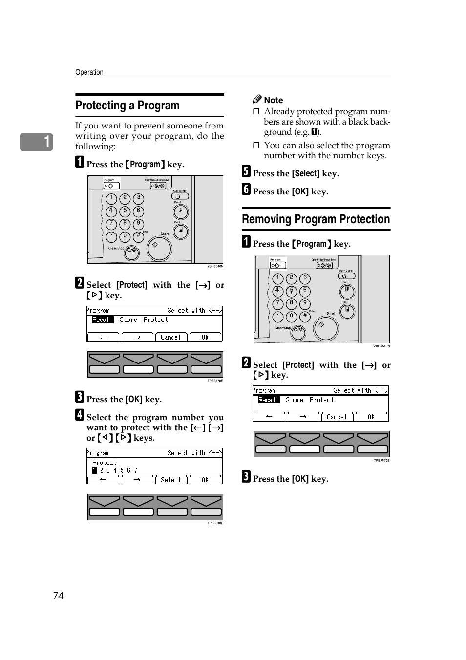 Protecting a program, Removing program protection | Ricoh JP8000 User Manual | Page 322 / 464