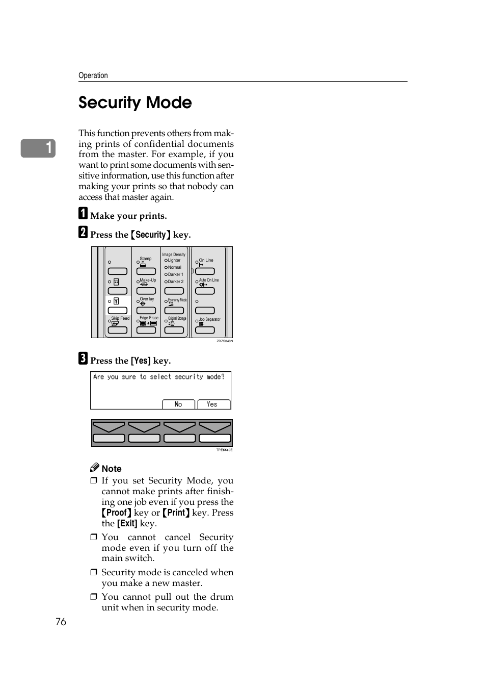 Security mode, 5 chg. user code 6-6 del. user code, 1security mode | Ricoh JP8000 User Manual | Page 324 / 464