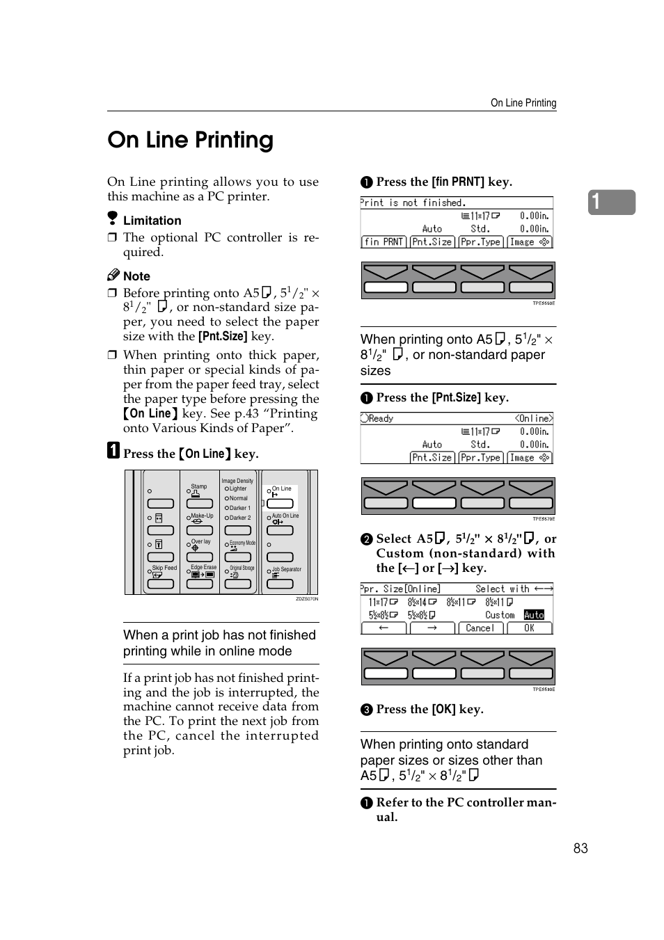 On line printing, 1on line printing | Ricoh JP8000 User Manual | Page 331 / 464
