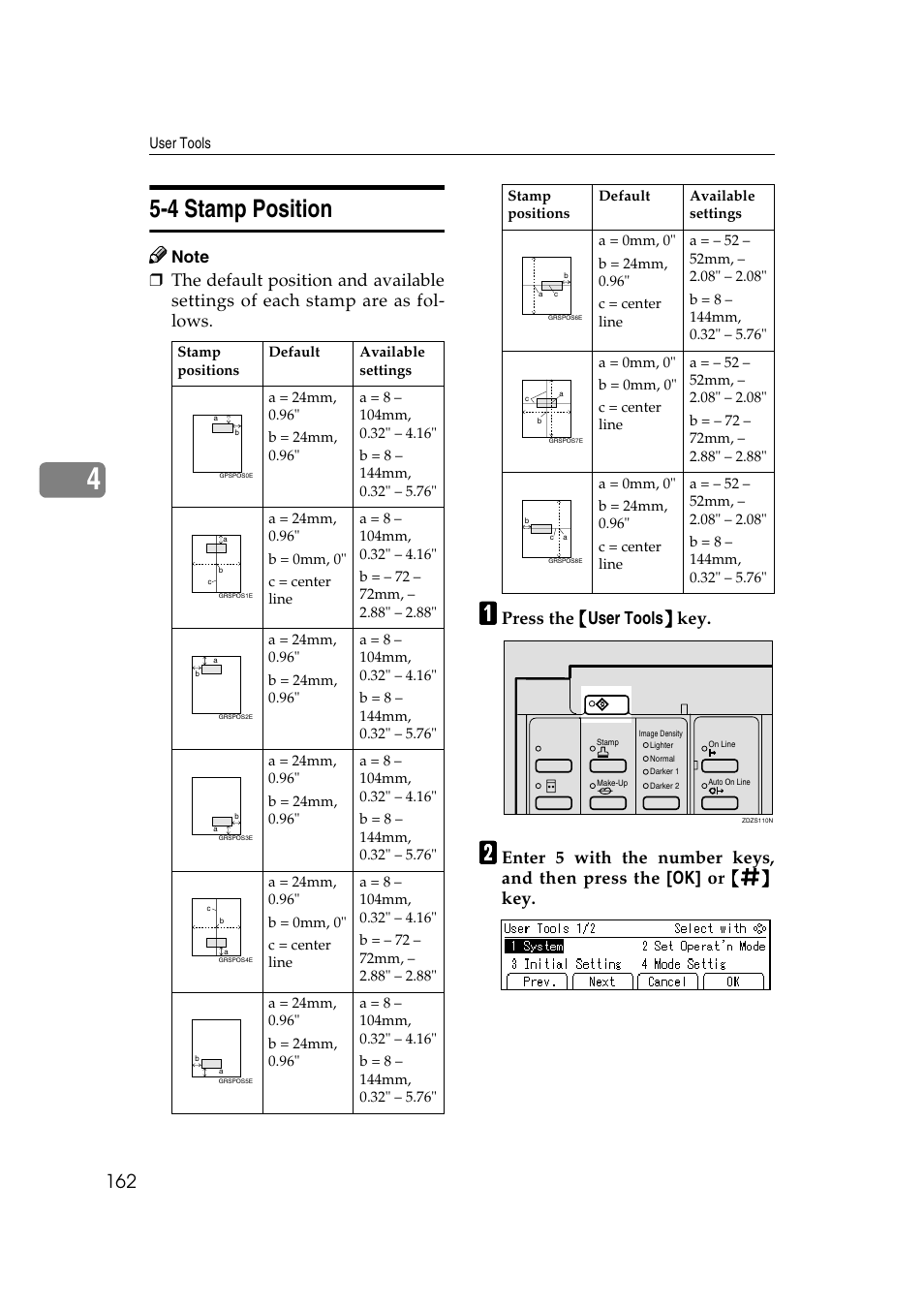 4 stamp position, Press the {{{{ user tools }}}} key | Ricoh JP8000 User Manual | Page 410 / 464
