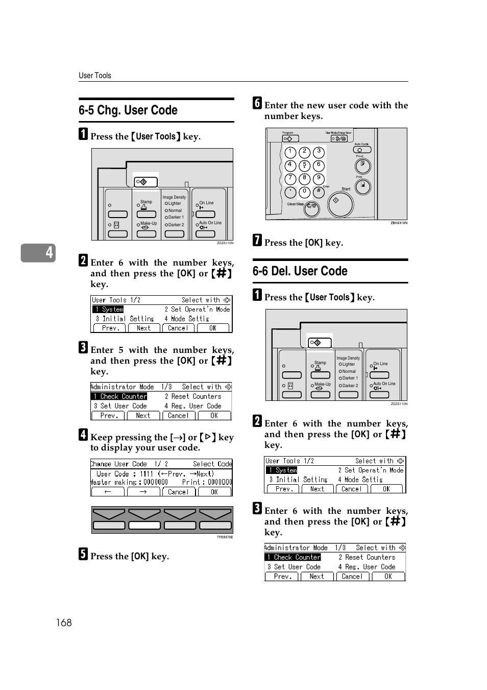 5 chg. user code, 6 del. user code | Ricoh JP8000 User Manual | Page 416 / 464