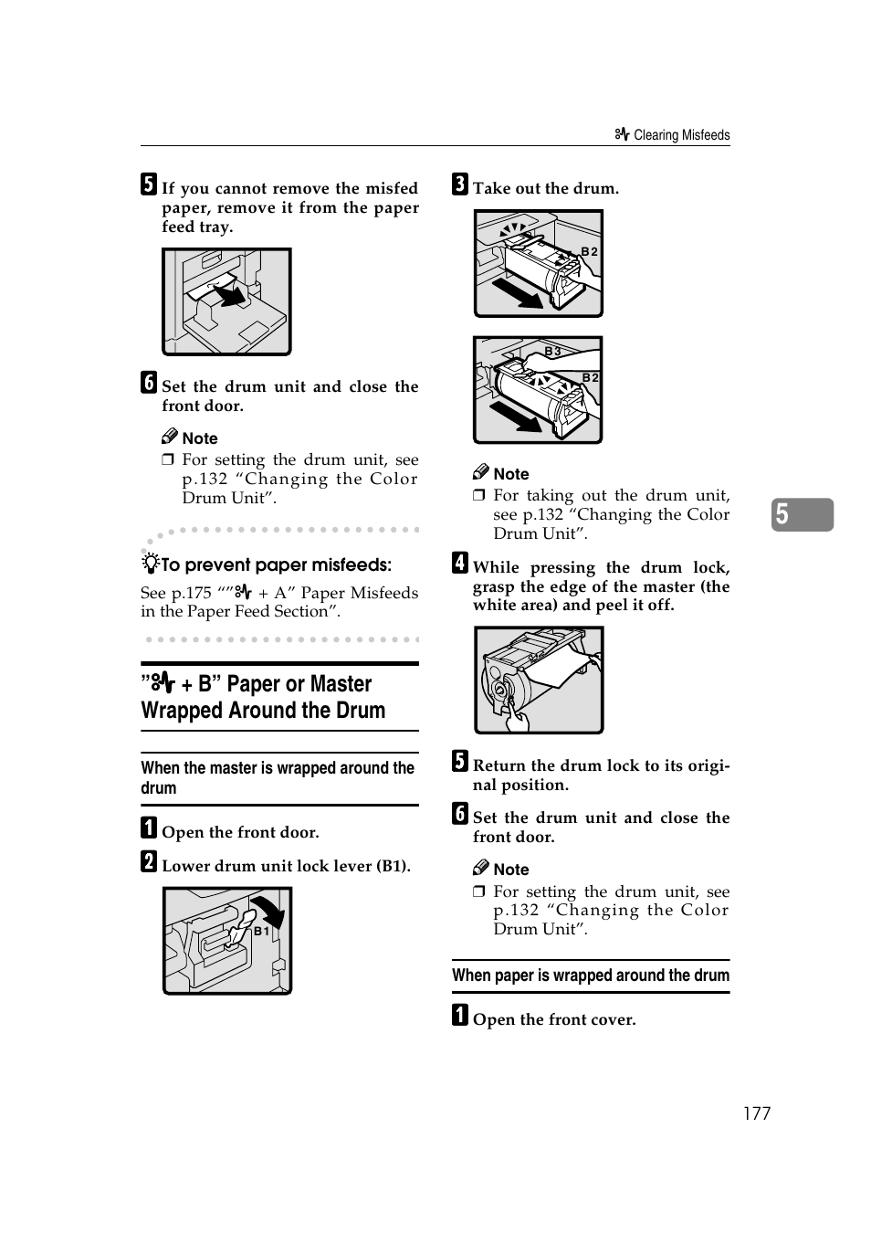 B” paper or master wrapped around the drum | Ricoh JP8000 User Manual | Page 425 / 464