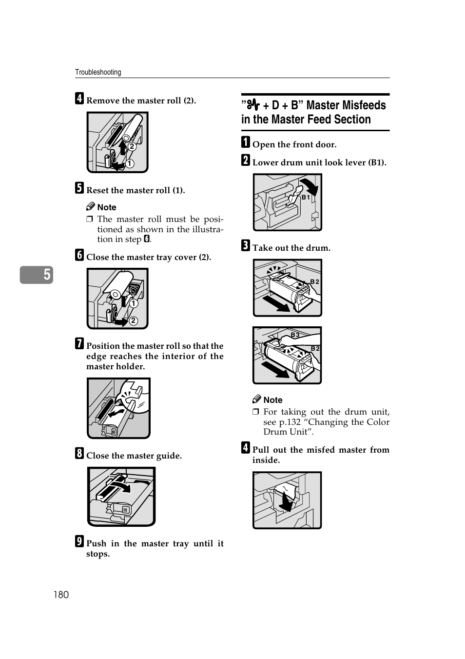 D + b” master misfeeds in the master feed section | Ricoh JP8000 User Manual | Page 428 / 464