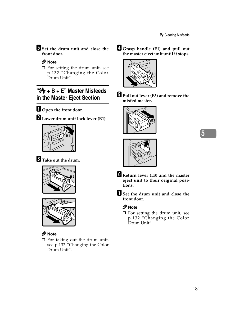 B + e” master misfeeds in the master eject section | Ricoh JP8000 User Manual | Page 429 / 464