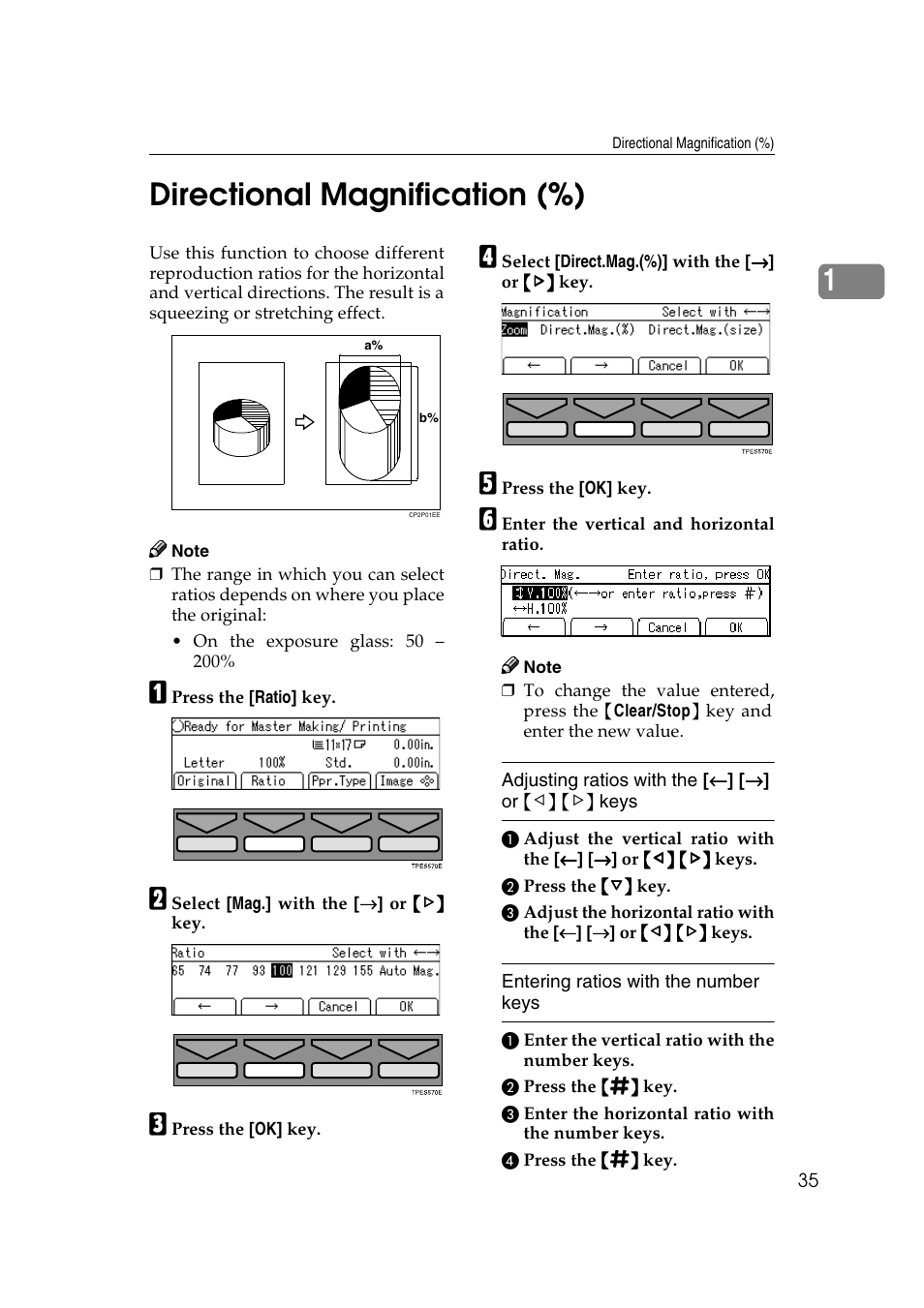Directional magnification (%), P.35 “directional magnification (%), 1directional magnification (%) | Ricoh JP8000 User Manual | Page 55 / 464