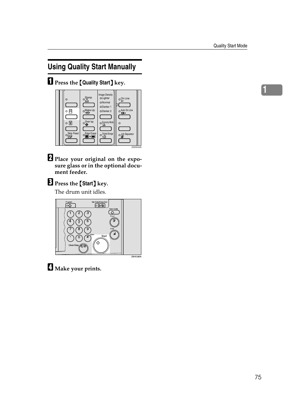 Using quality start manually | Ricoh JP8000 User Manual | Page 95 / 464