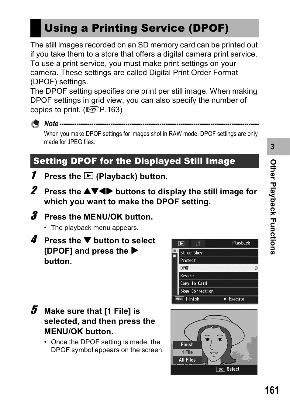 Using a printing service (dpof) | Ricoh GX200 User Manual | Page 163 / 266