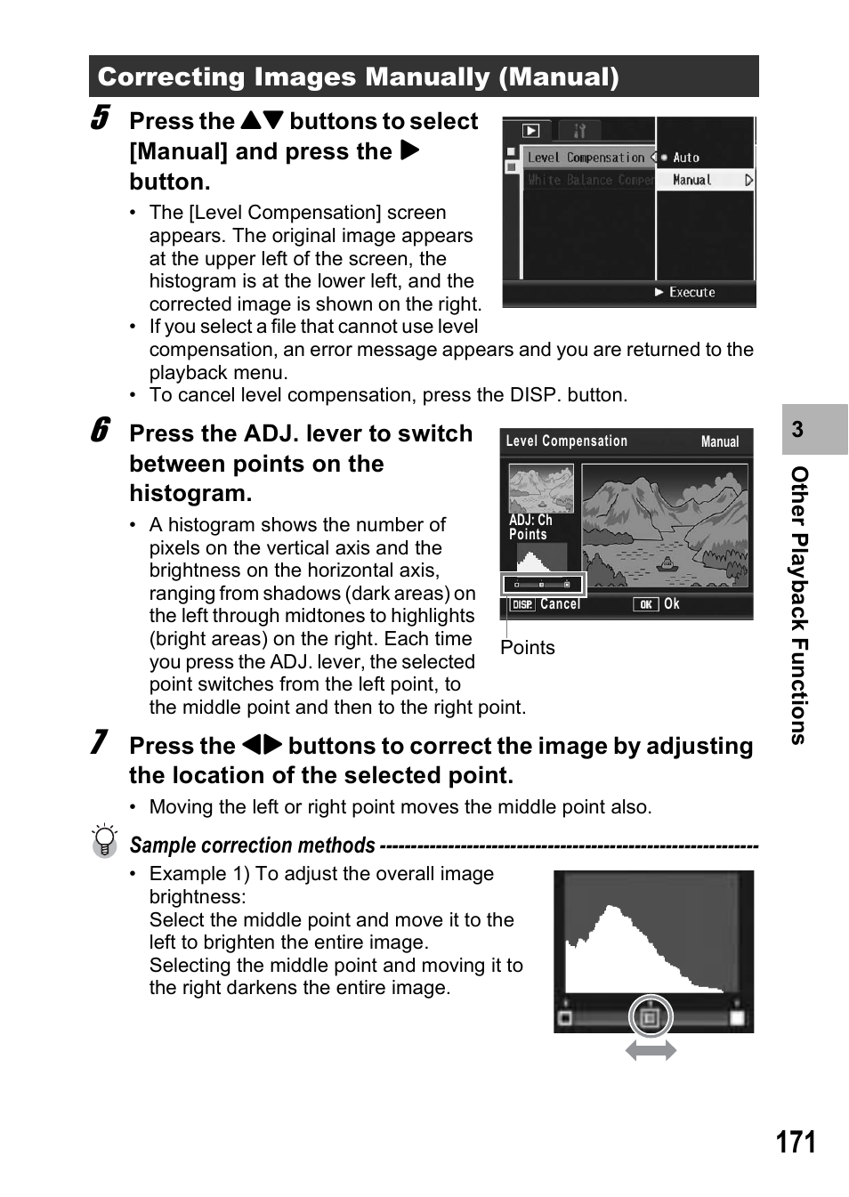 Correcting images manually (manual) | Ricoh GX200 User Manual | Page 173 / 266