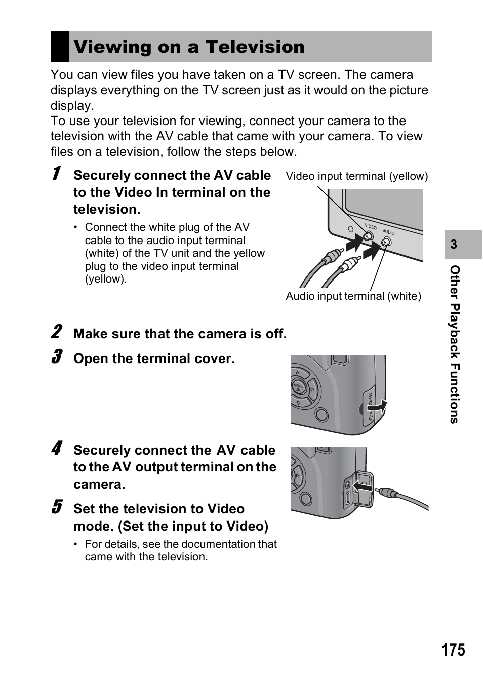 Viewing on a television | Ricoh GX200 User Manual | Page 177 / 266