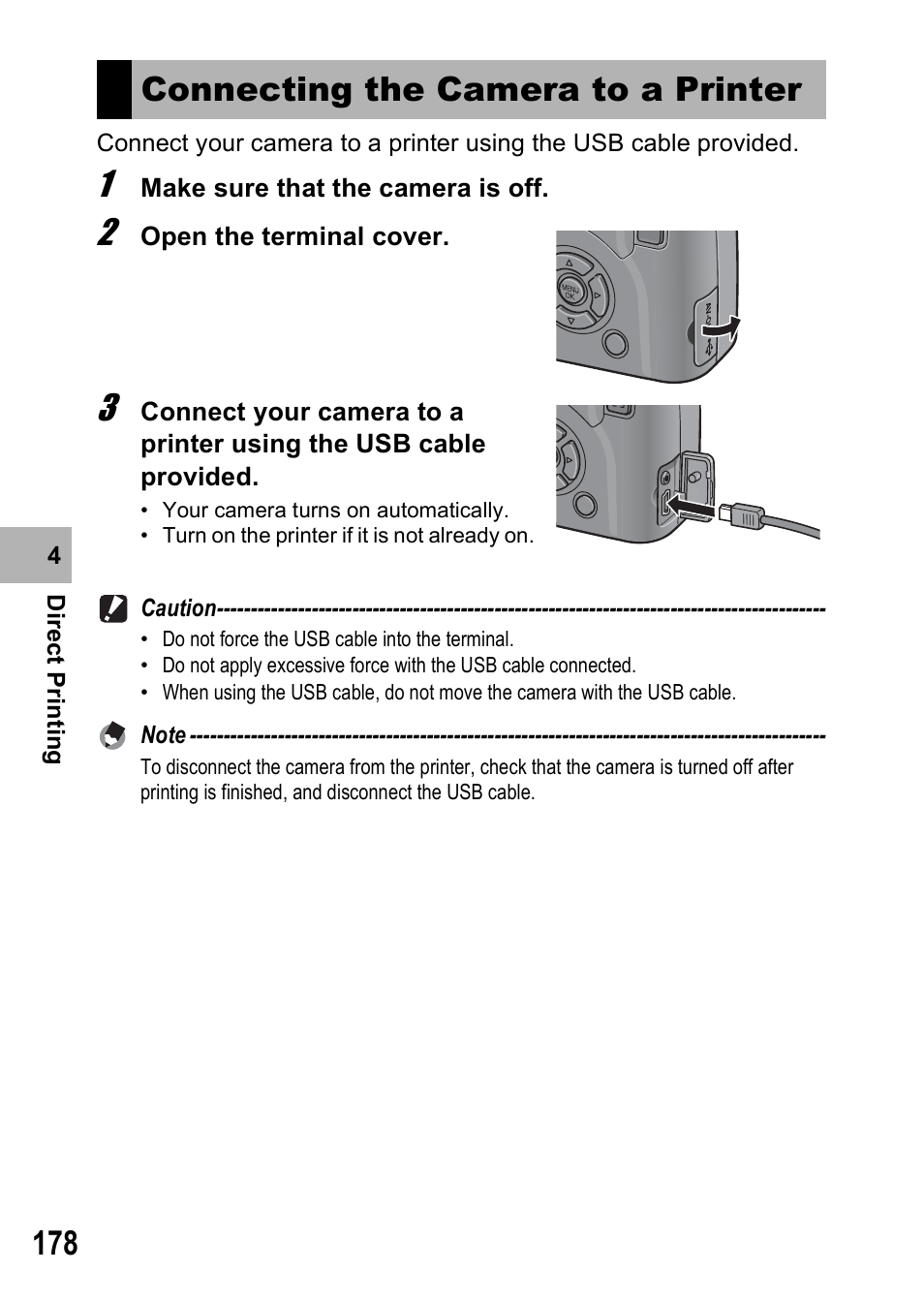 Connecting the camera to a printer | Ricoh GX200 User Manual | Page 180 / 266