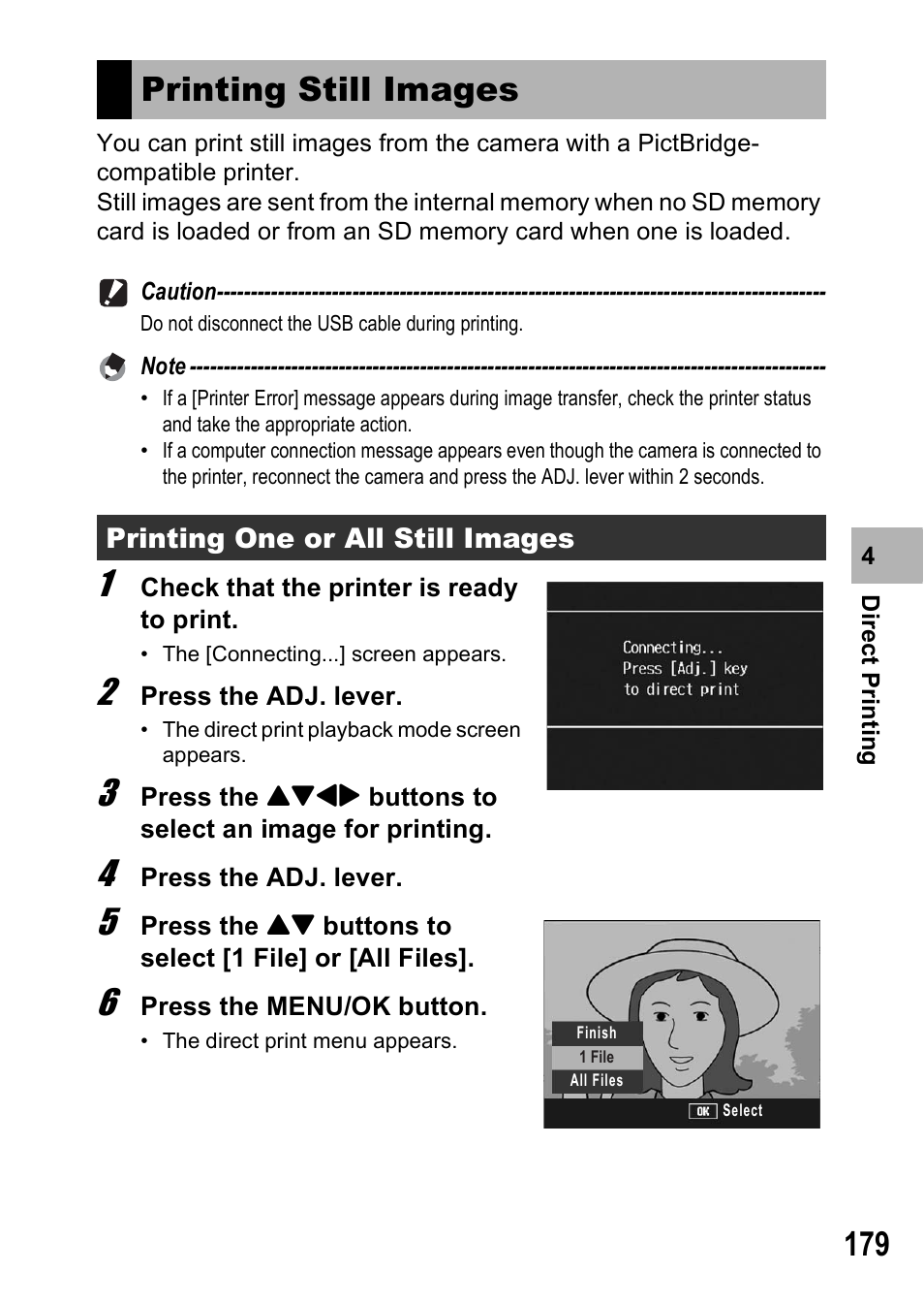 Printing still images | Ricoh GX200 User Manual | Page 181 / 266