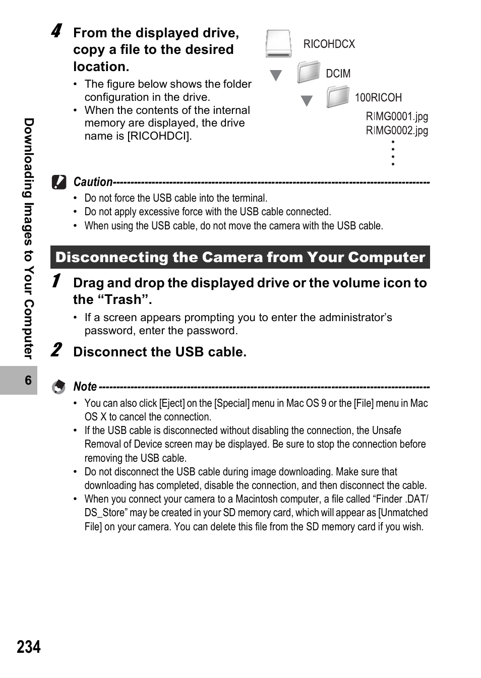 Disconnecting the camera from your computer | Ricoh GX200 User Manual | Page 236 / 266