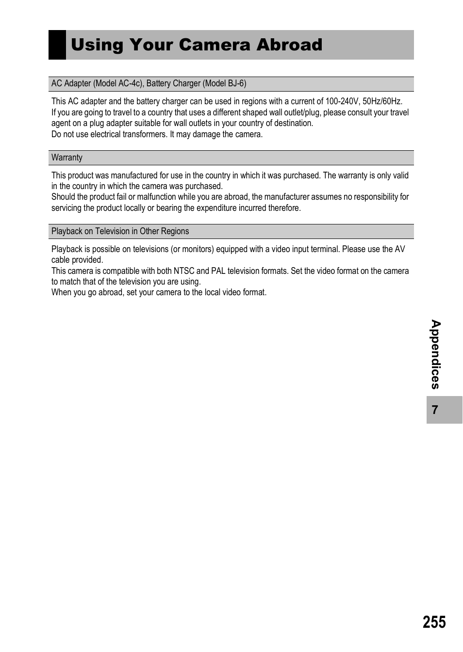 Using your camera abroad | Ricoh GX200 User Manual | Page 257 / 266