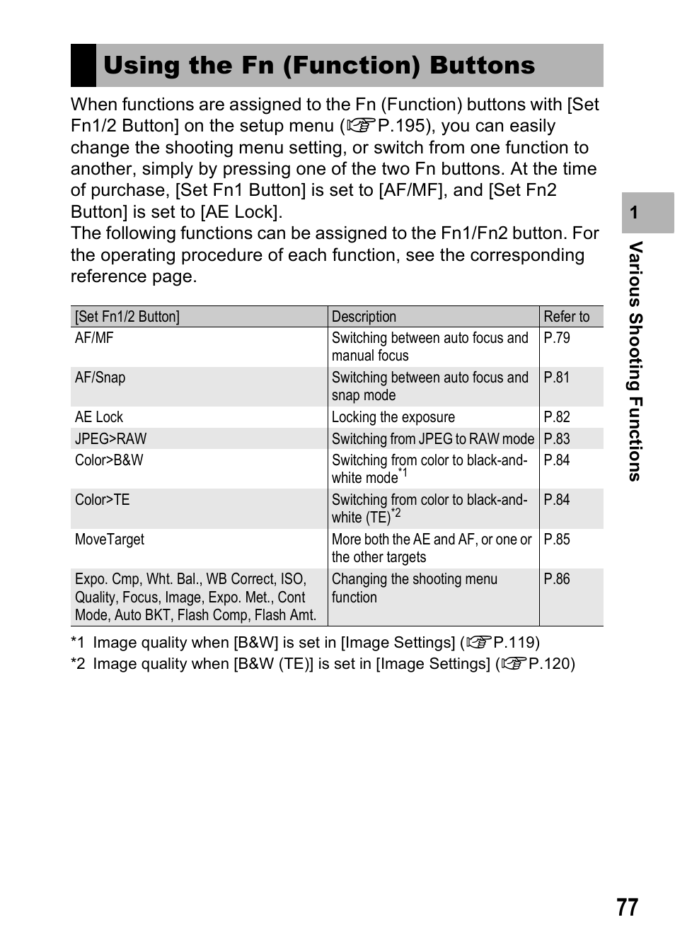 Using the fn (function) buttons | Ricoh GX200 User Manual | Page 79 / 266