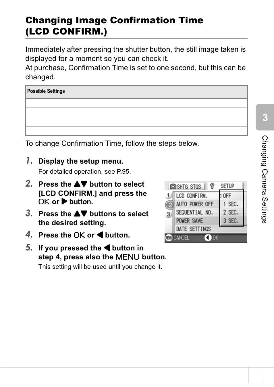 Changing image confirmation time (lcd confirm.) | Ricoh R1v User Manual | Page 102 / 156