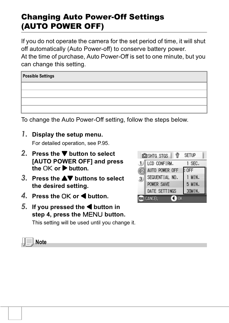 Changing auto power-off settings (auto power off) | Ricoh R1v User Manual | Page 103 / 156