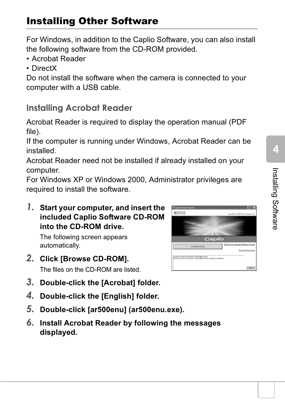 Installing other software | Ricoh R1v User Manual | Page 122 / 156