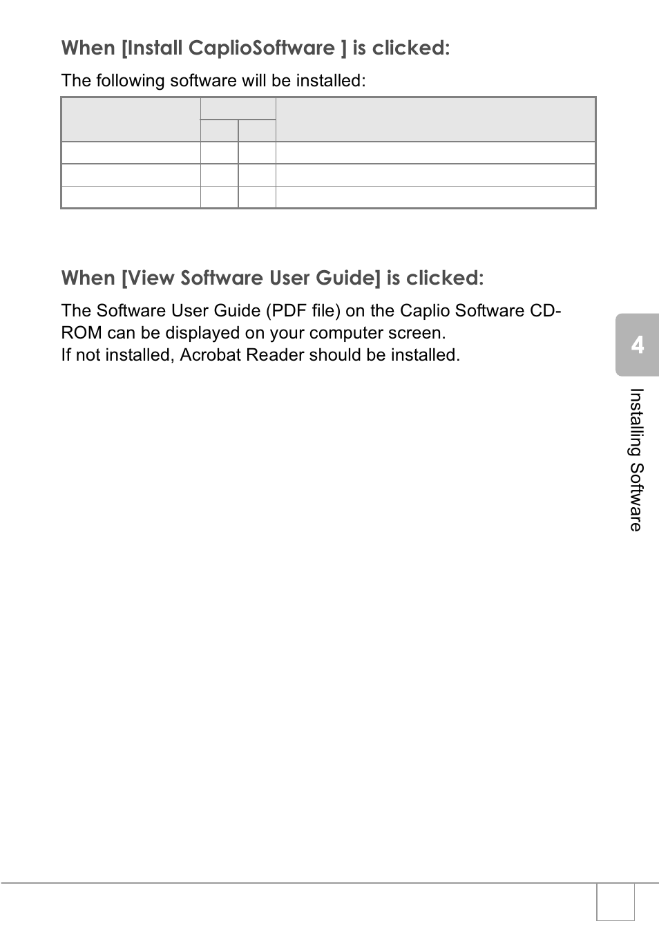 When [install capliosoftware ] is clicked, When [view software user guide] is clicked | Ricoh R1v User Manual | Page 126 / 156