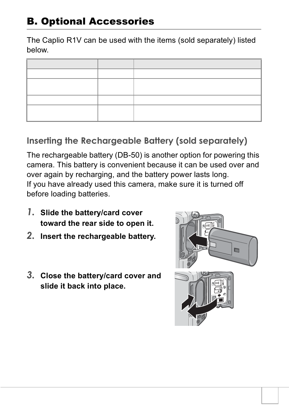 B. optional accessories | Ricoh R1v User Manual | Page 140 / 156