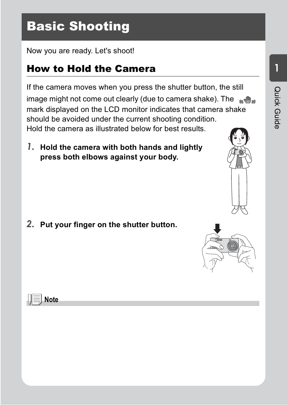 Basic shooting, How to hold the camera | Ricoh R1v User Manual | Page 26 / 156