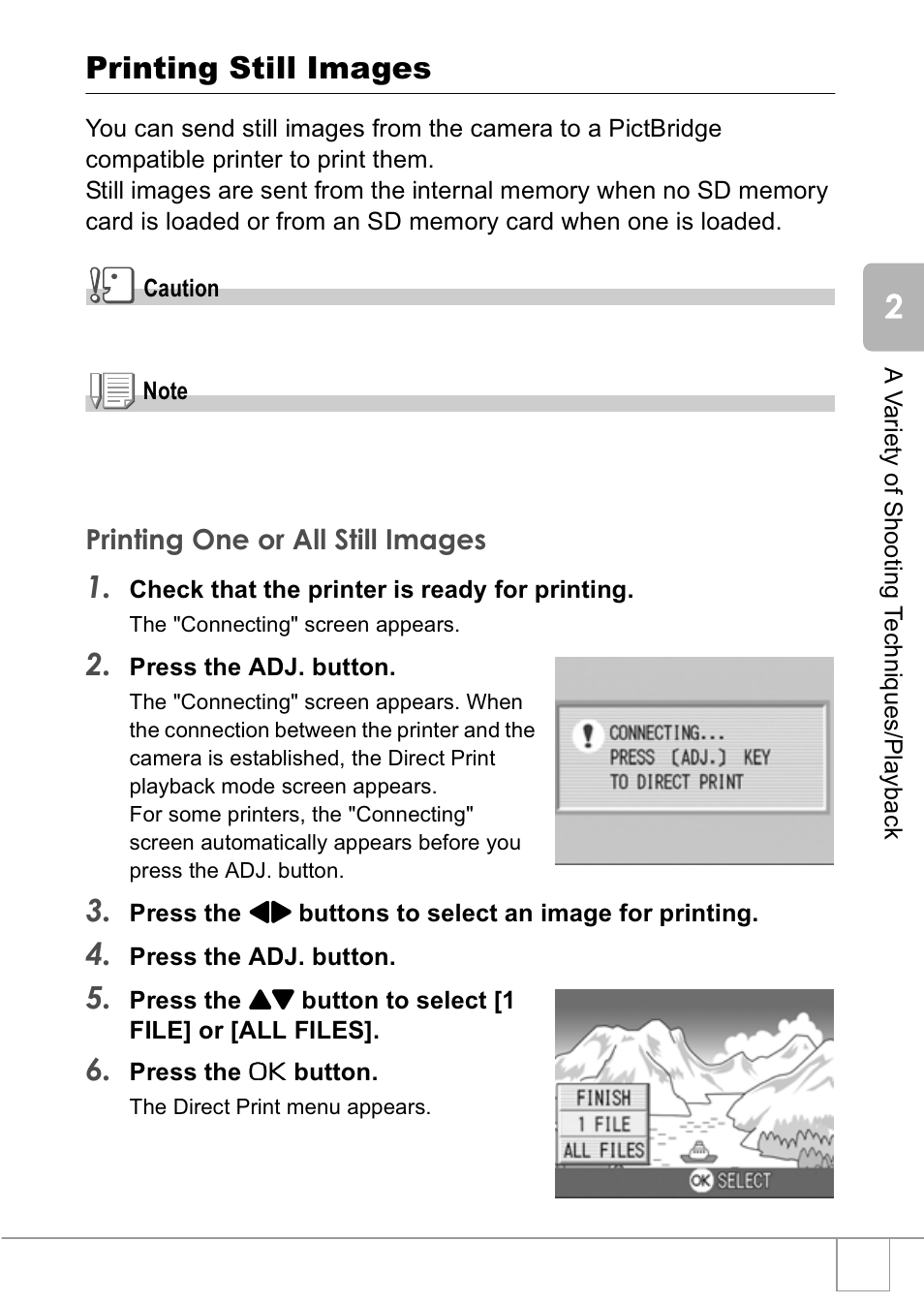 Printing still images | Ricoh R1v User Manual | Page 46 / 156