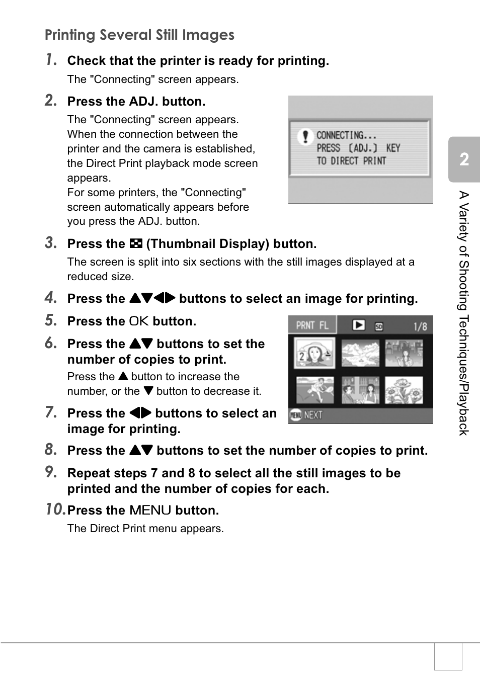 Printing several still images | Ricoh R1v User Manual | Page 48 / 156