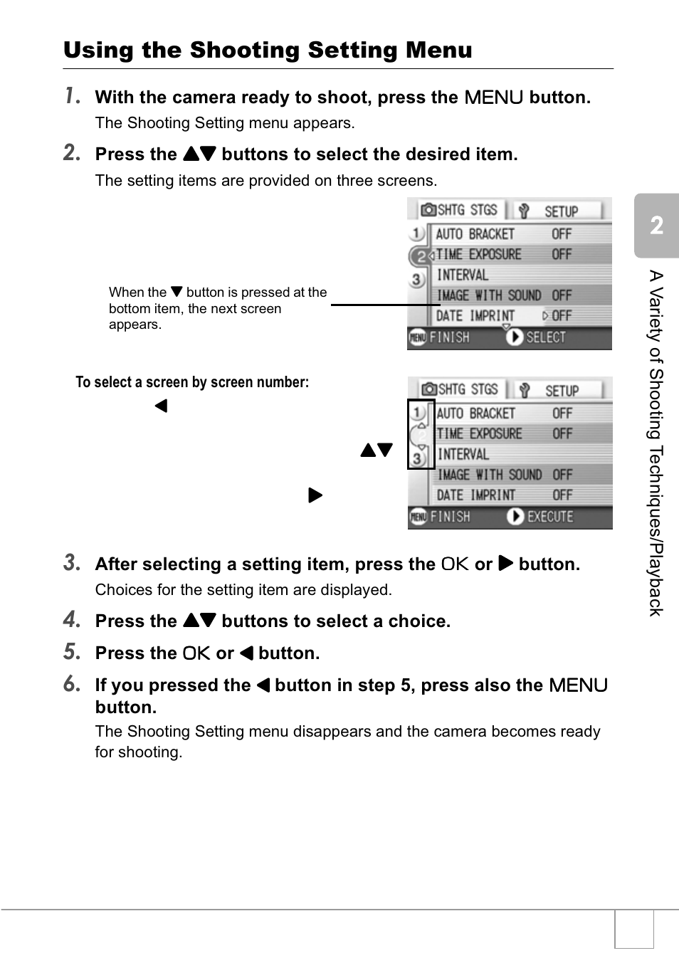 Using the shooting setting menu 1 | Ricoh R1v User Manual | Page 52 / 156