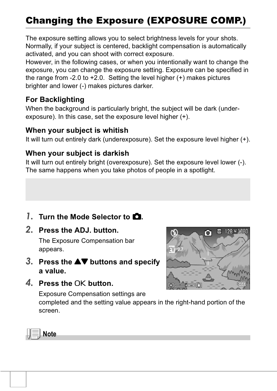 Changing the exposure (exposure comp.) | Ricoh R1v User Manual | Page 53 / 156