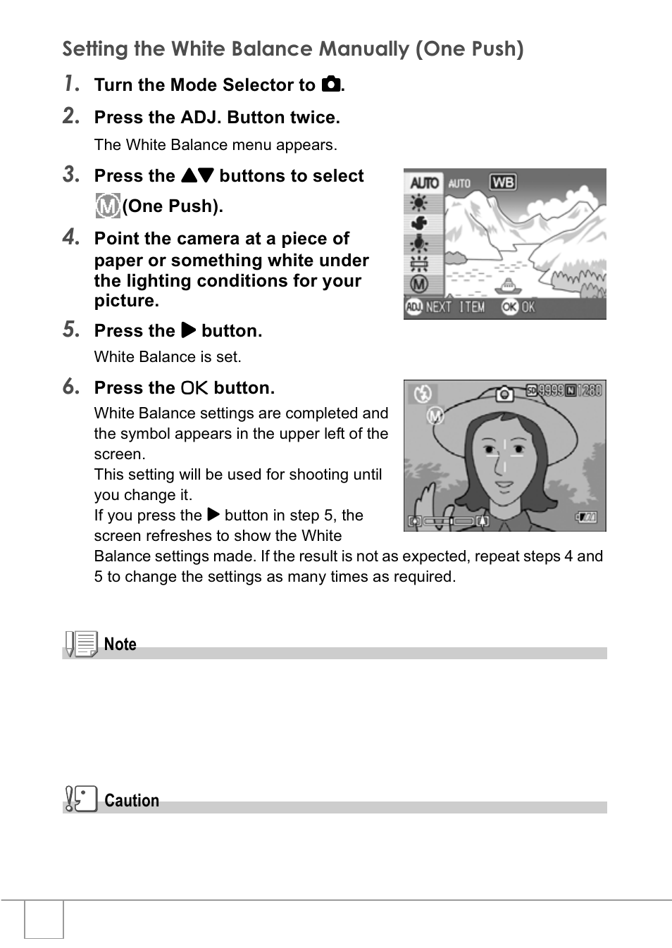 Setting the white balance manually (one push) | Ricoh R1v User Manual | Page 55 / 156