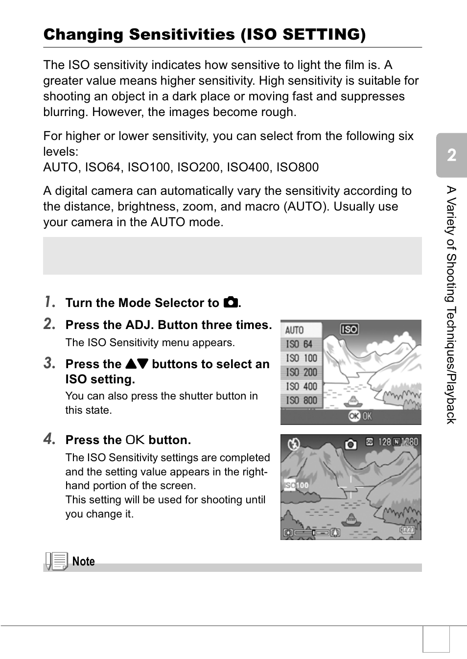 Changing sensitivities (iso setting) | Ricoh R1v User Manual | Page 56 / 156