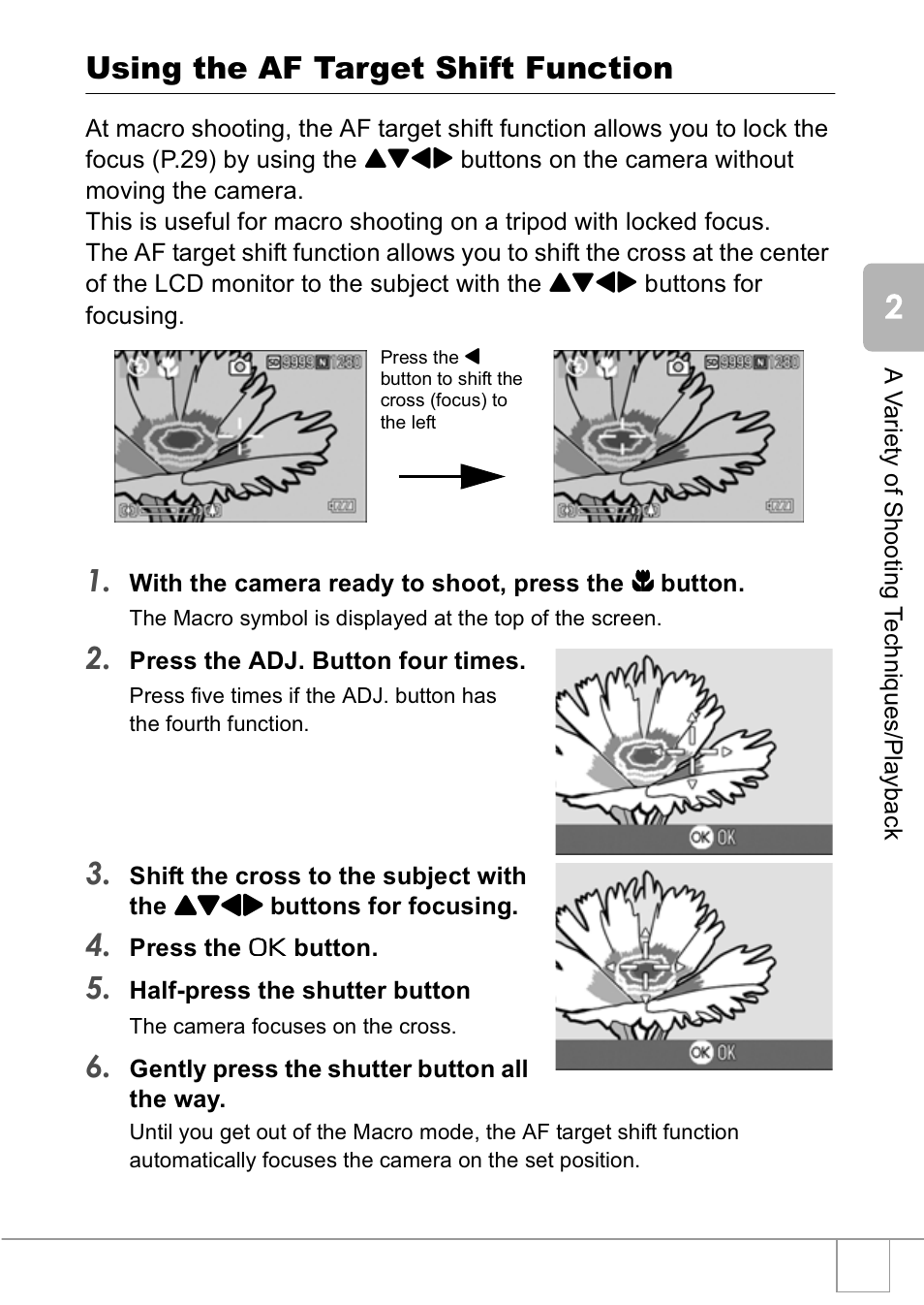 Using the af target shift function | Ricoh R1v User Manual | Page 64 / 156