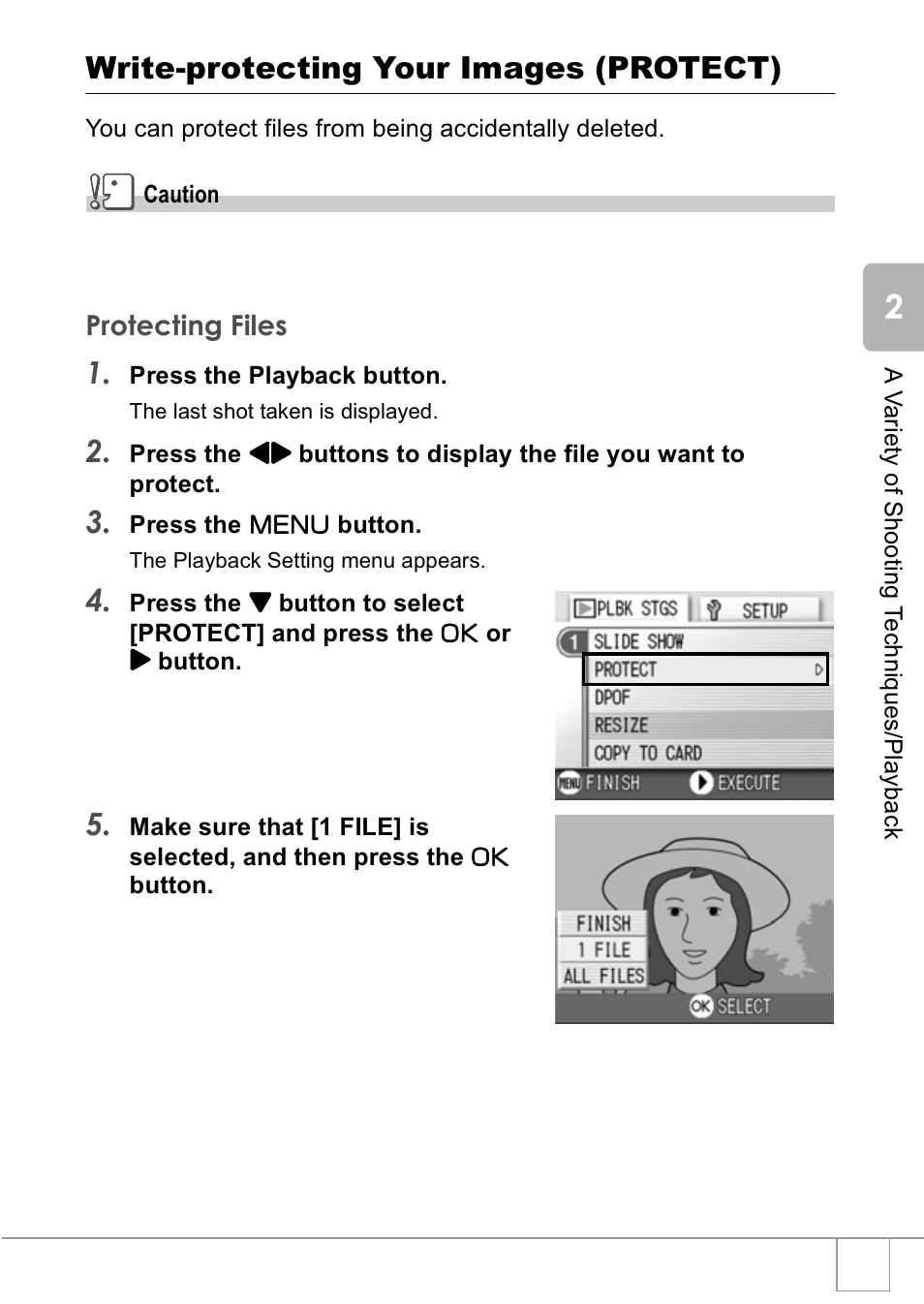 Write-protecting your images (protect), Protecting files | Ricoh R1v User Manual | Page 86 / 156