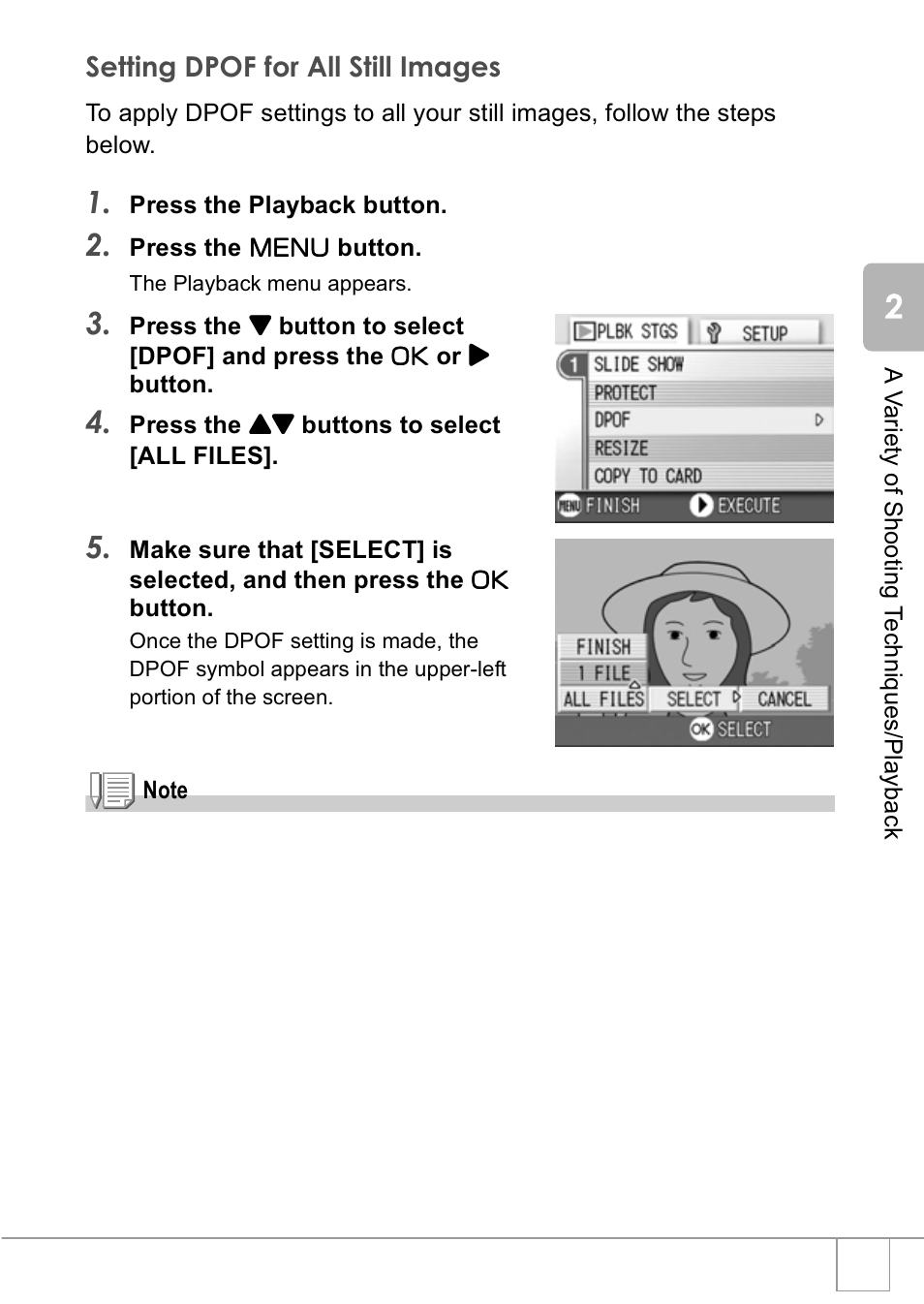 Setting dpof for all still images | Ricoh R1v User Manual | Page 90 / 156