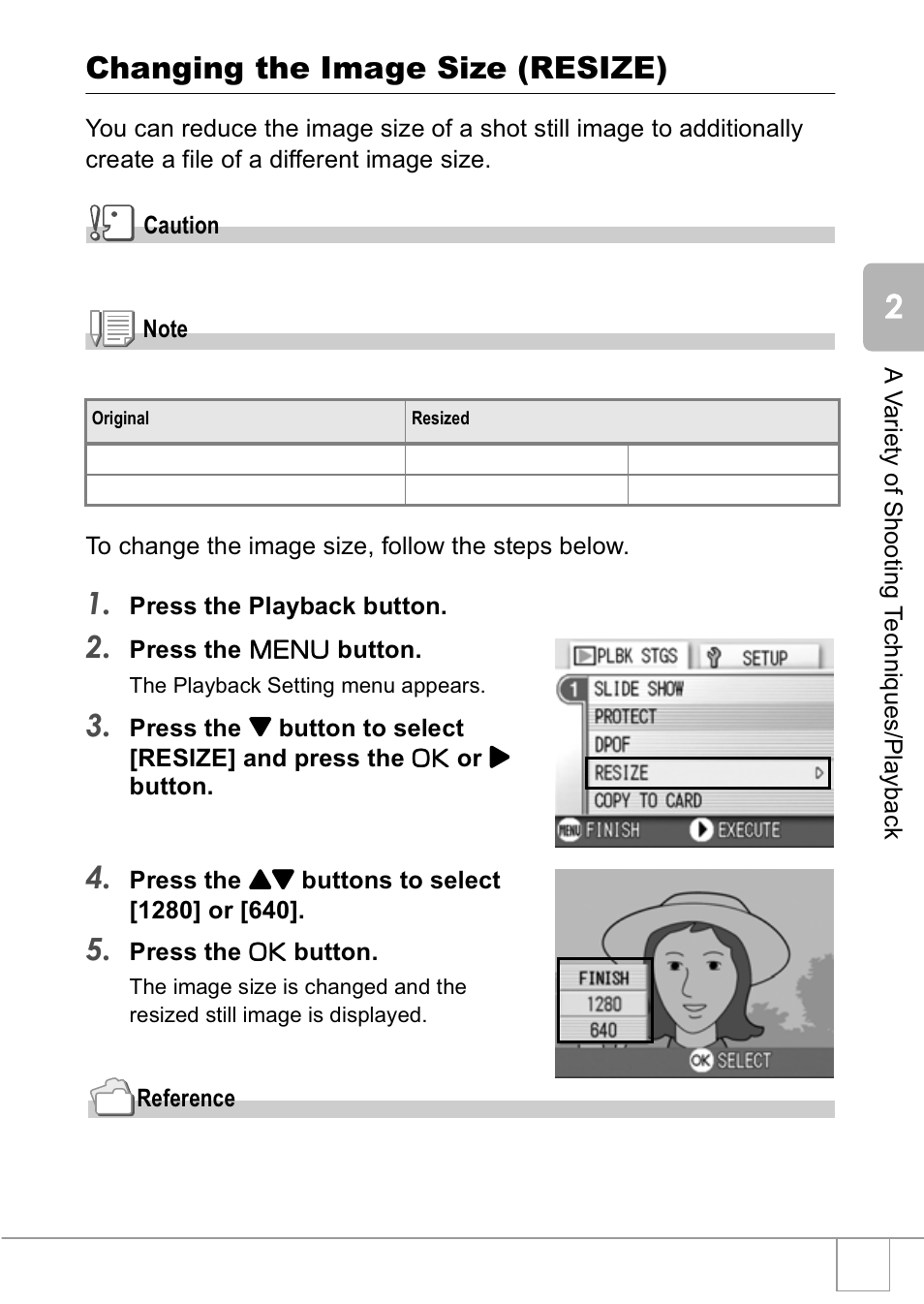 Changing the image size (resize) | Ricoh R1v User Manual | Page 92 / 156