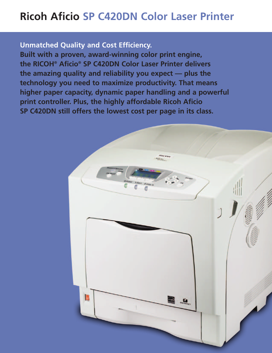 Ricoh aficio sp c420dn color laser printer | Ricoh Aficio SP C420DN User Manual | Page 2 / 4