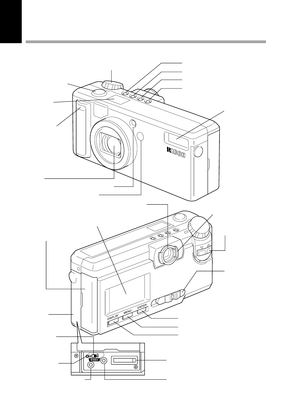 Parts & names, Camera body front, Back | Ricoh RDC-5000 User Manual | Page 12 / 132