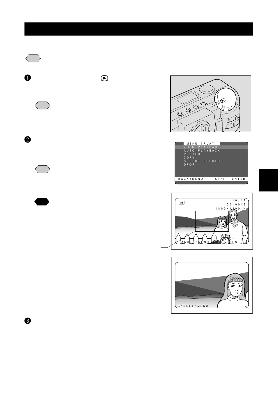 Zoom playback, Epress the or button to verify the image file | Ricoh RDC-5000 User Manual | Page 87 / 132