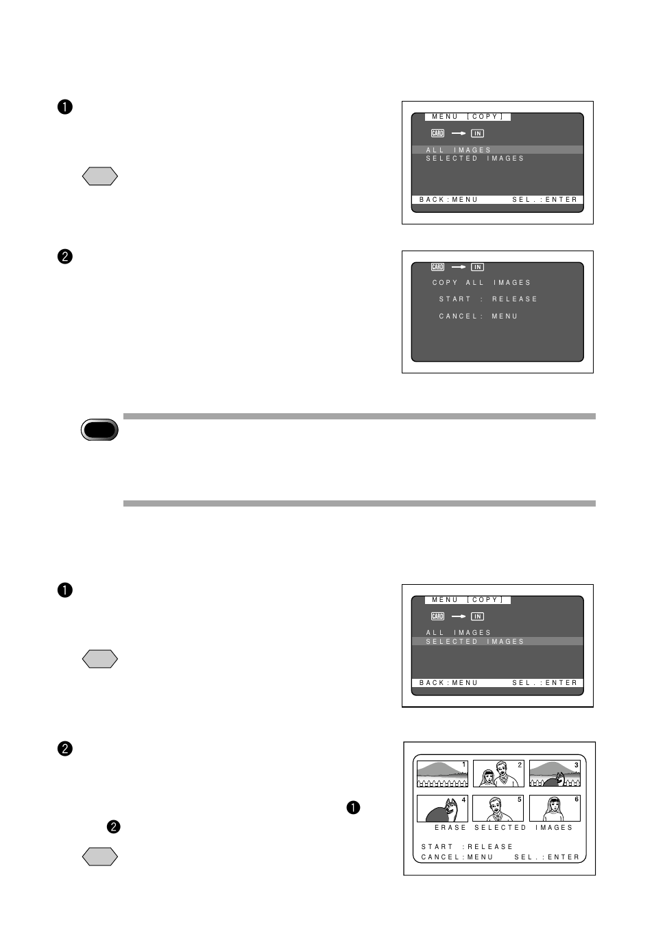 Copying all images in a batch, Copying selected image, Wpress the shutter release button | Ricoh RDC-5000 User Manual | Page 92 / 132