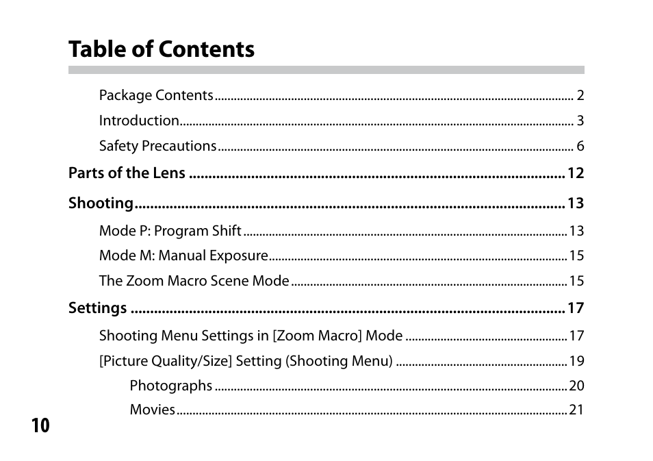 Ricoh S10 24-72MM F2.5-4.4VC User Manual | Page 10 / 46