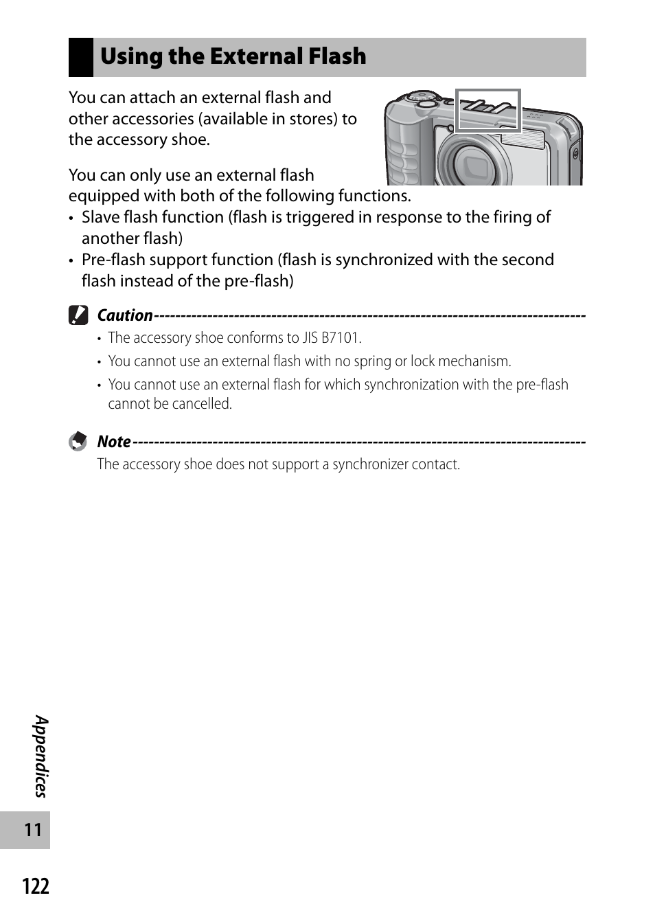 Using the external flash | Ricoh G700 User Manual | Page 124 / 135
