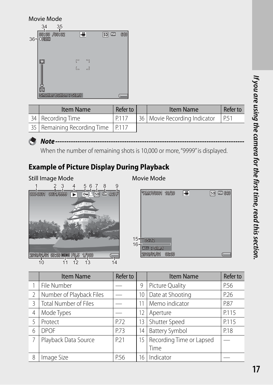 Example of picture display during playback | Ricoh G700 User Manual | Page 19 / 135