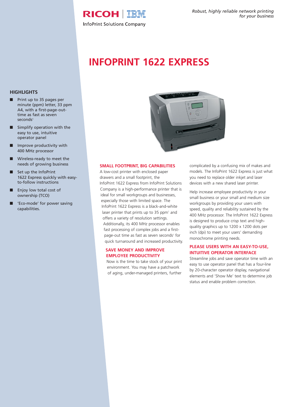 Ricoh InfoPrint 1622 Express User Manual | 6 pages
