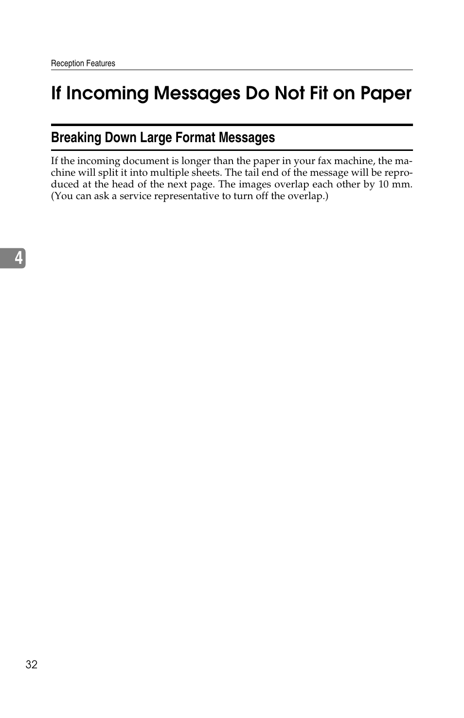4if incoming messages do not fit on paper | Ricoh FAX2050L User Manual | Page 112 / 216