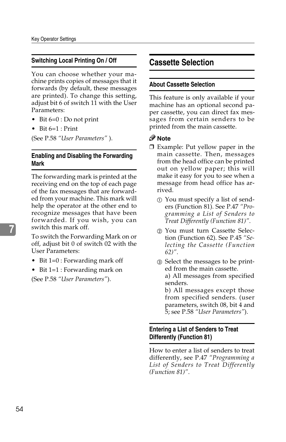Cassette selection | Ricoh FAX2050L User Manual | Page 134 / 216