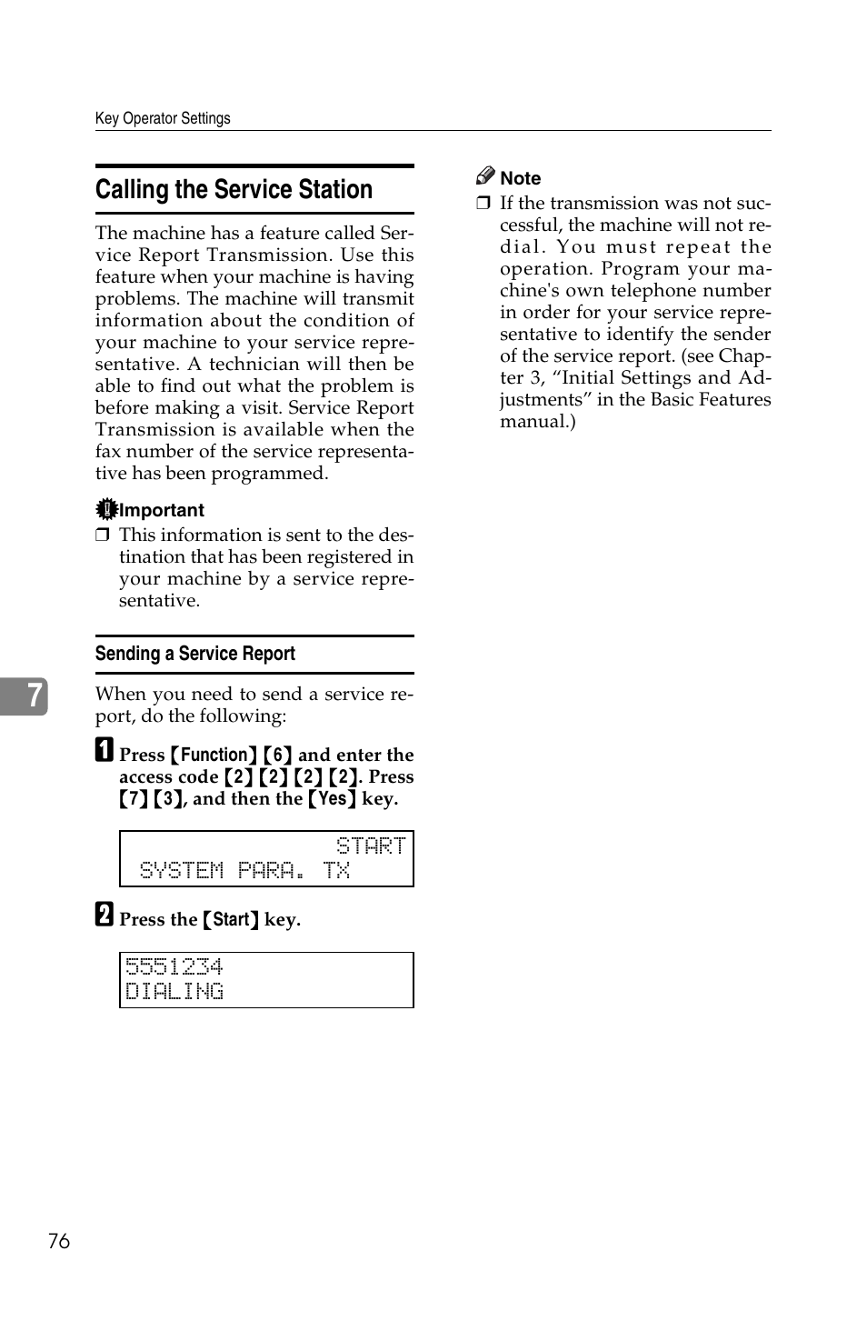 Calling the service station | Ricoh FAX2050L User Manual | Page 156 / 216