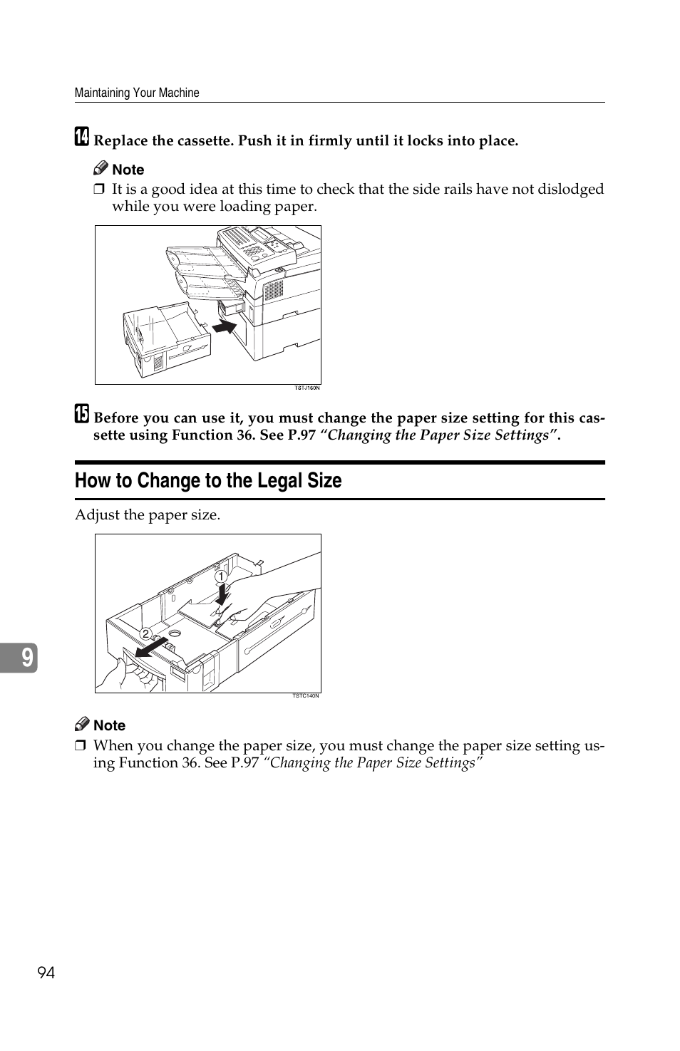 How to change to the legal size | Ricoh FAX2050L User Manual | Page 174 / 216